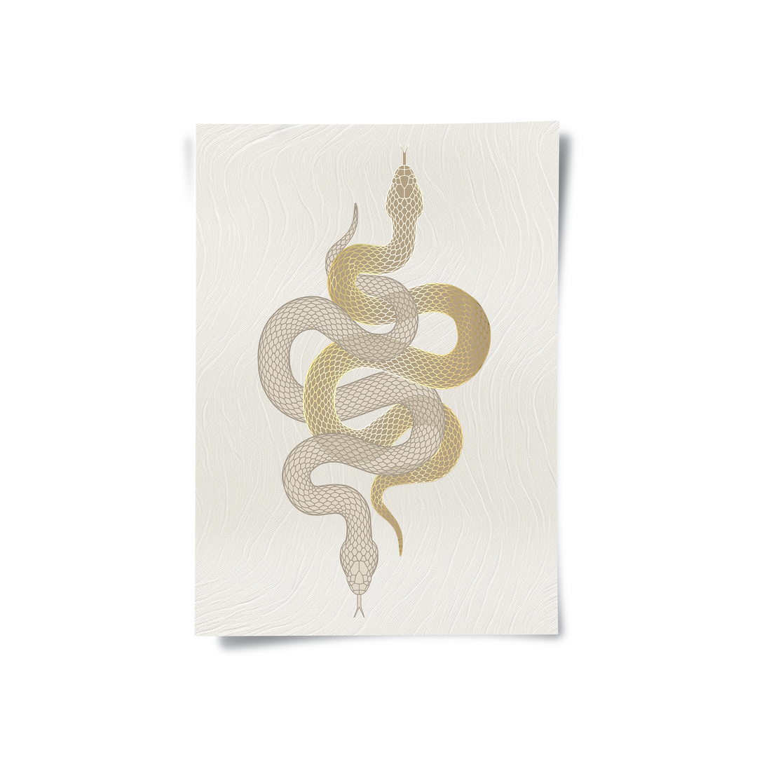 Python With Gold Modern Gold Python - Poster - Jasmineart.ae