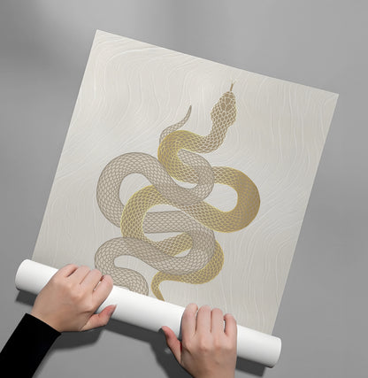 Python With Gold Modern Gold Python - Poster - Jasmineart.ae