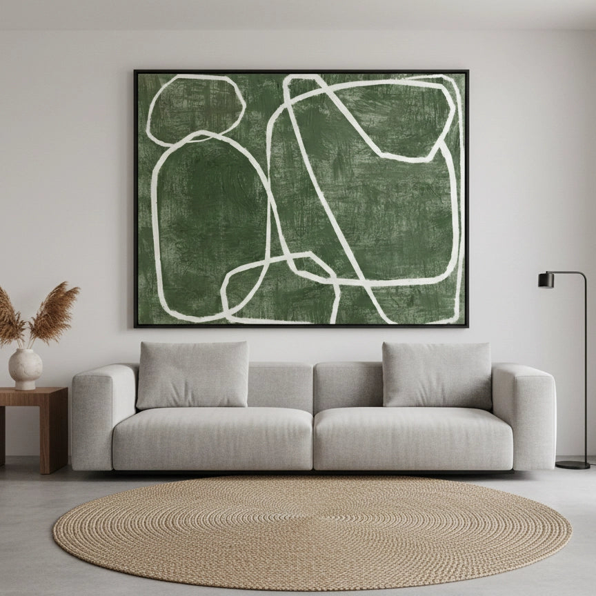 2Modern Green Scribble Painting #MGSC110