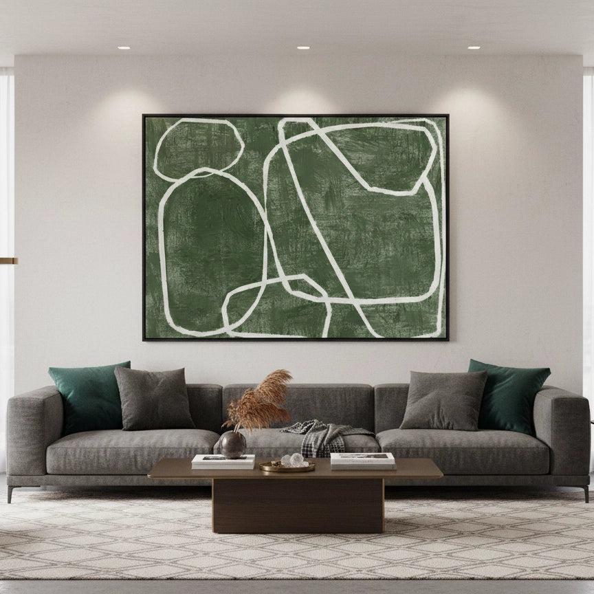 2Modern Green Scribble Painting #MGSC110