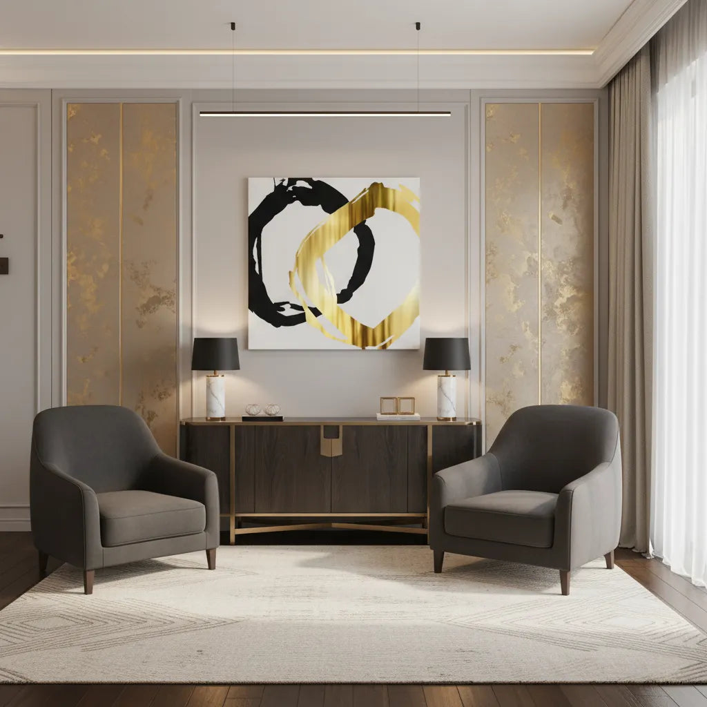 Modern Interlocking Rings - Canvas - Jasmineart.ae