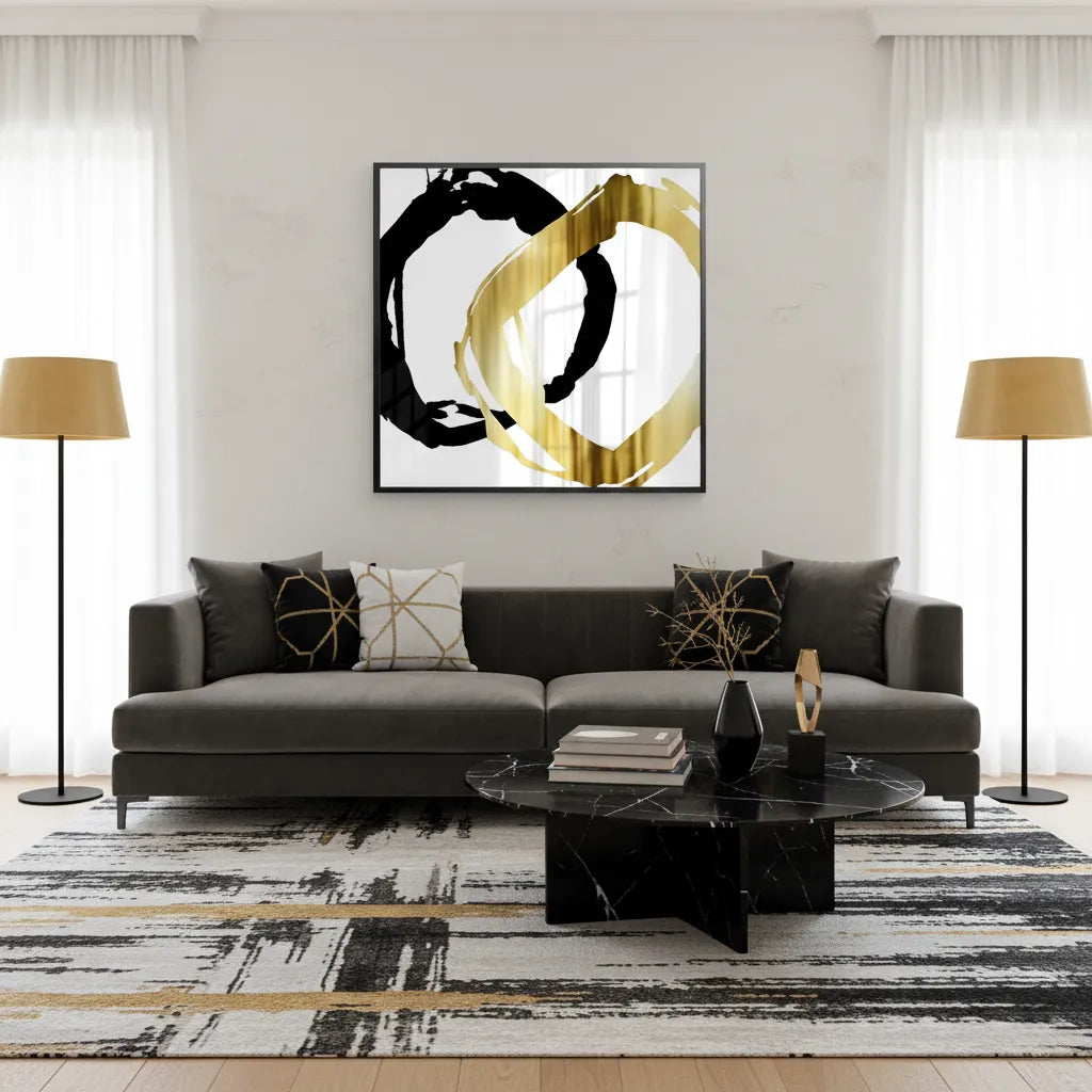 Modern Interlocking Rings - Fine Art - Jasmineart.ae