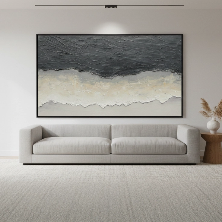 2Modern Monochrome Wave Painting #MMWA330