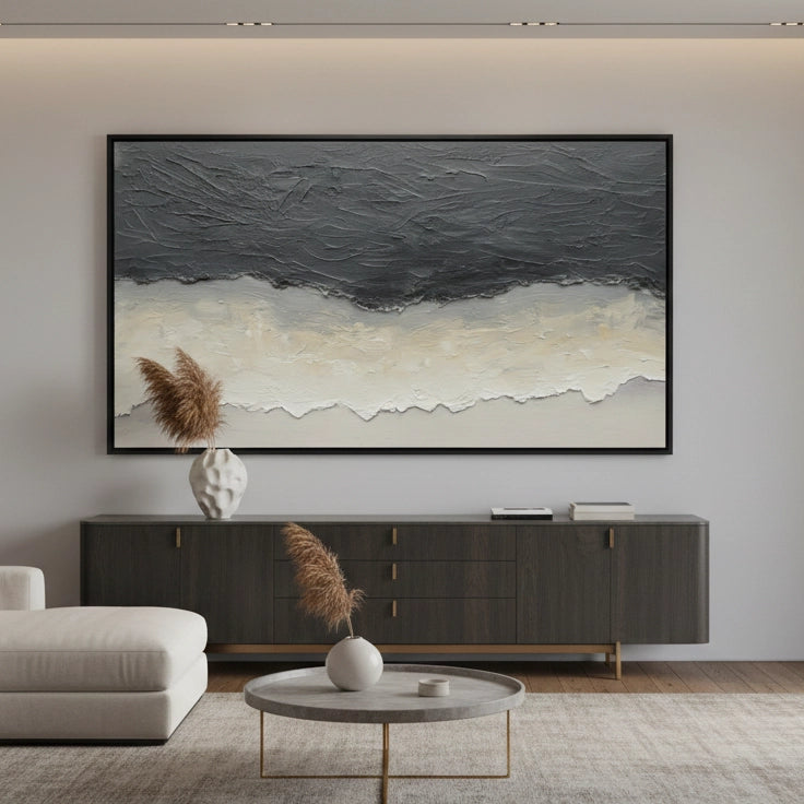 2Modern Monochrome Wave Painting #MMWA330