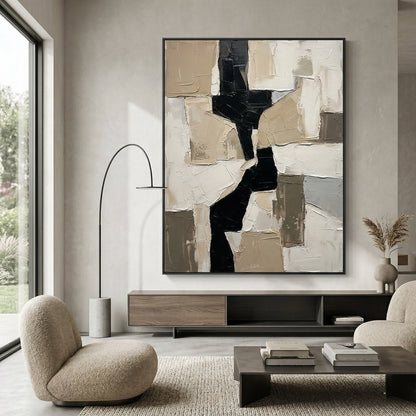 Modern Monolith elegant canvas art, geometric abstraction, upscale UAE home accent
