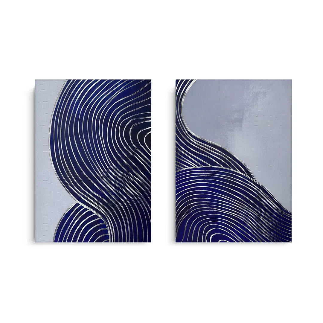 Modern Navy Blue Set of 2 - Canvas - Jasmineart.ae