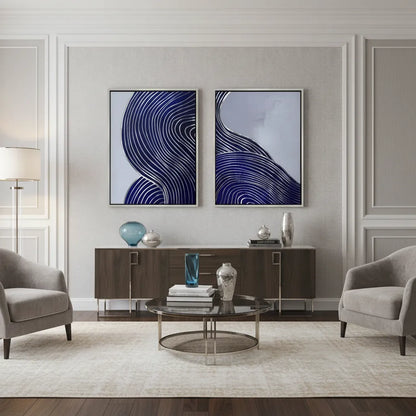Modern Navy Blue Set of 2 - Canvas