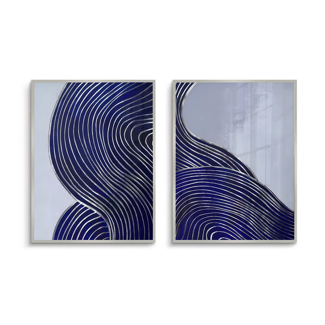 Modern Navy Blue Set of 2 - Fine Art - Jasmineart.ae