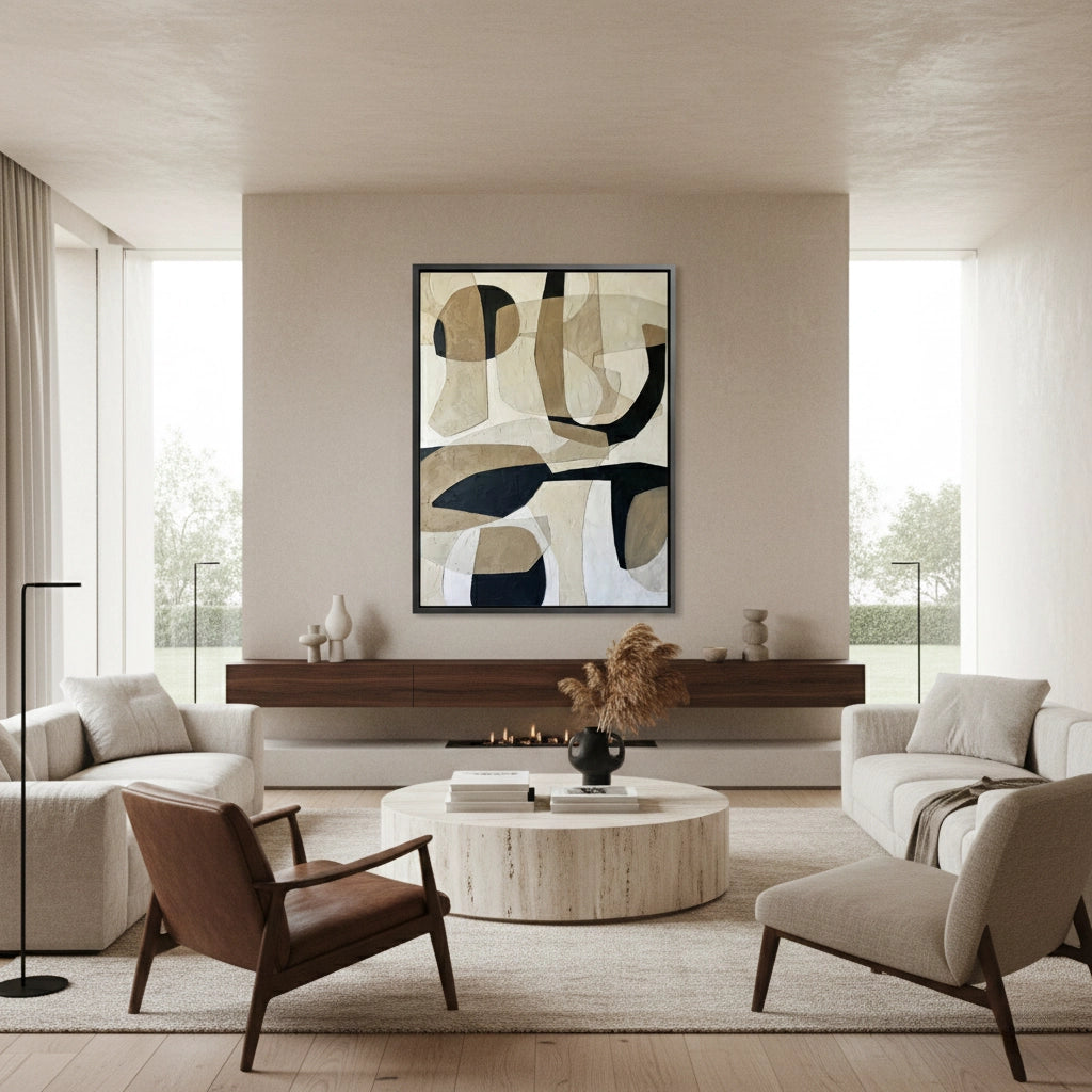 2Modern Neutral Geometric Painting #MNGE110