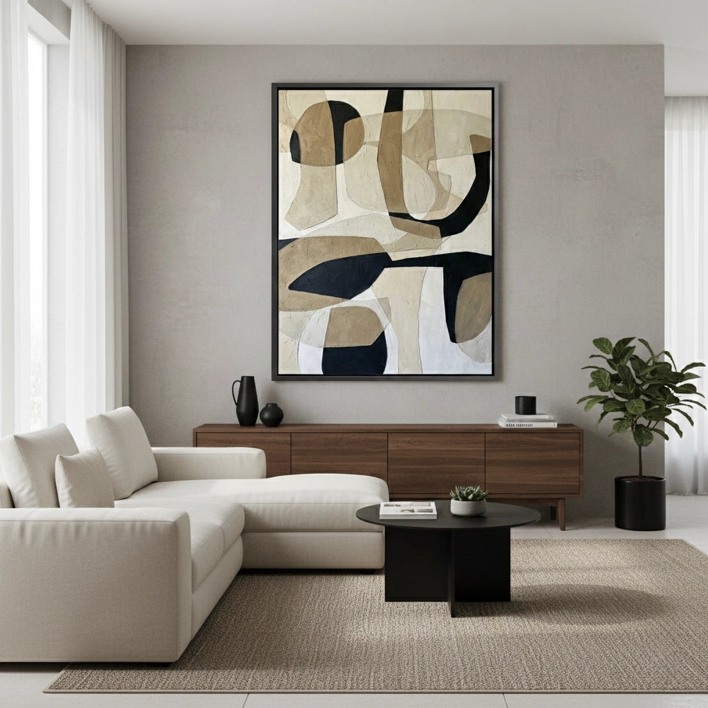 2Modern Neutral Geometric Painting #MNGE110