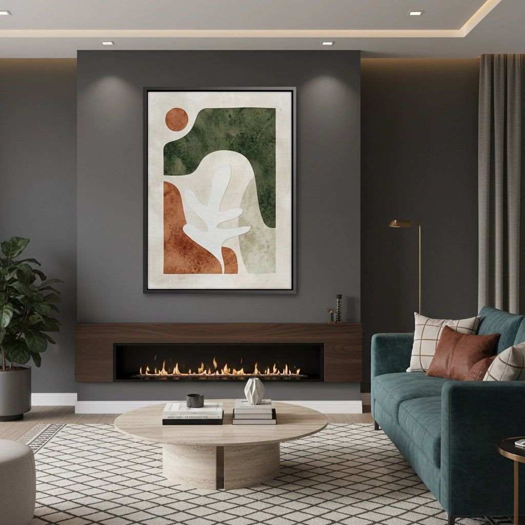 2Modern Organic Shapes Abstract - Canvas