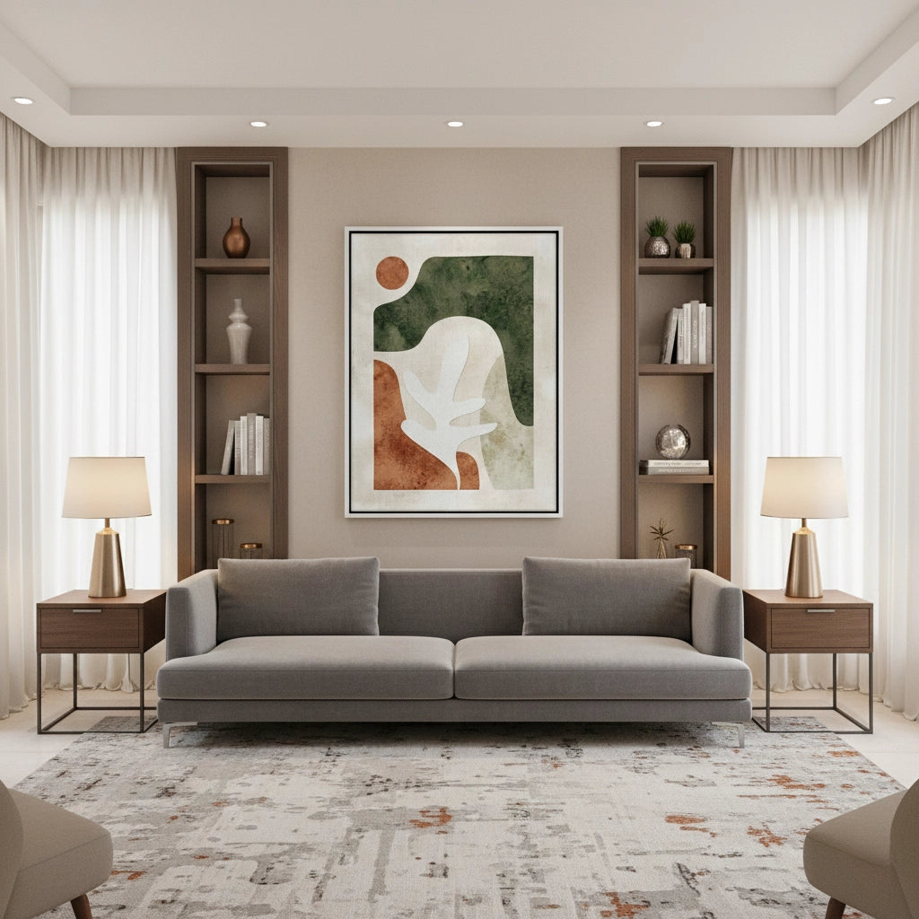 2Modern Organic Shapes Abstract - Canvas