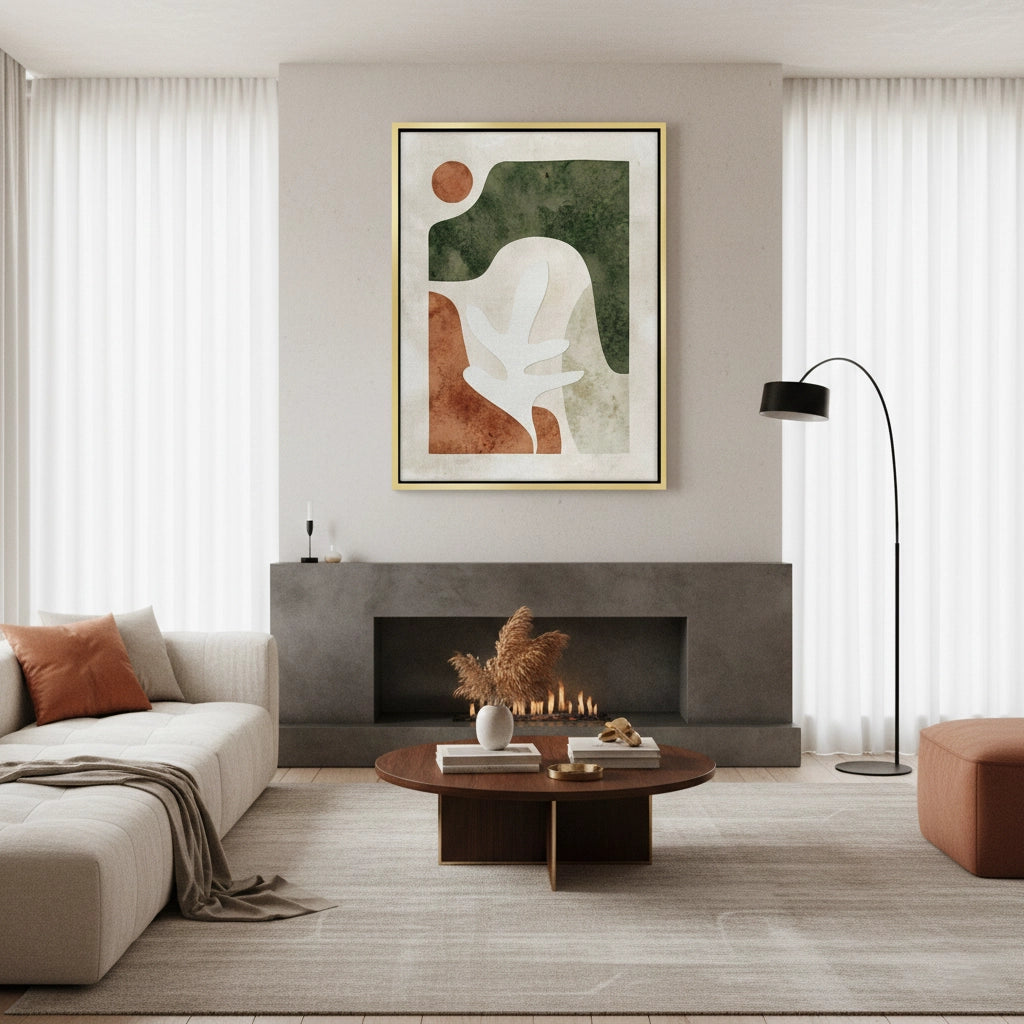 2Modern Organic Shapes Abstract - Canvas