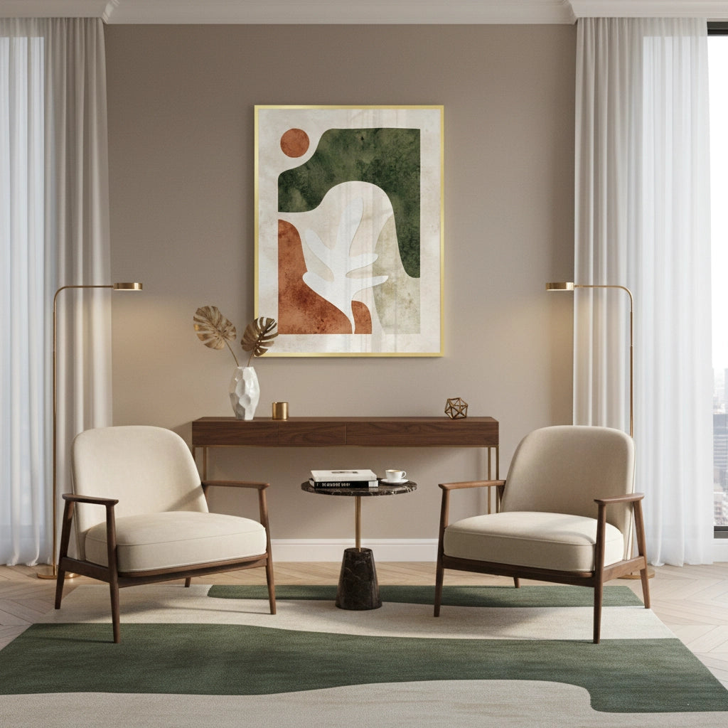 2Modern Organic Shapes Abstract - Fine Art