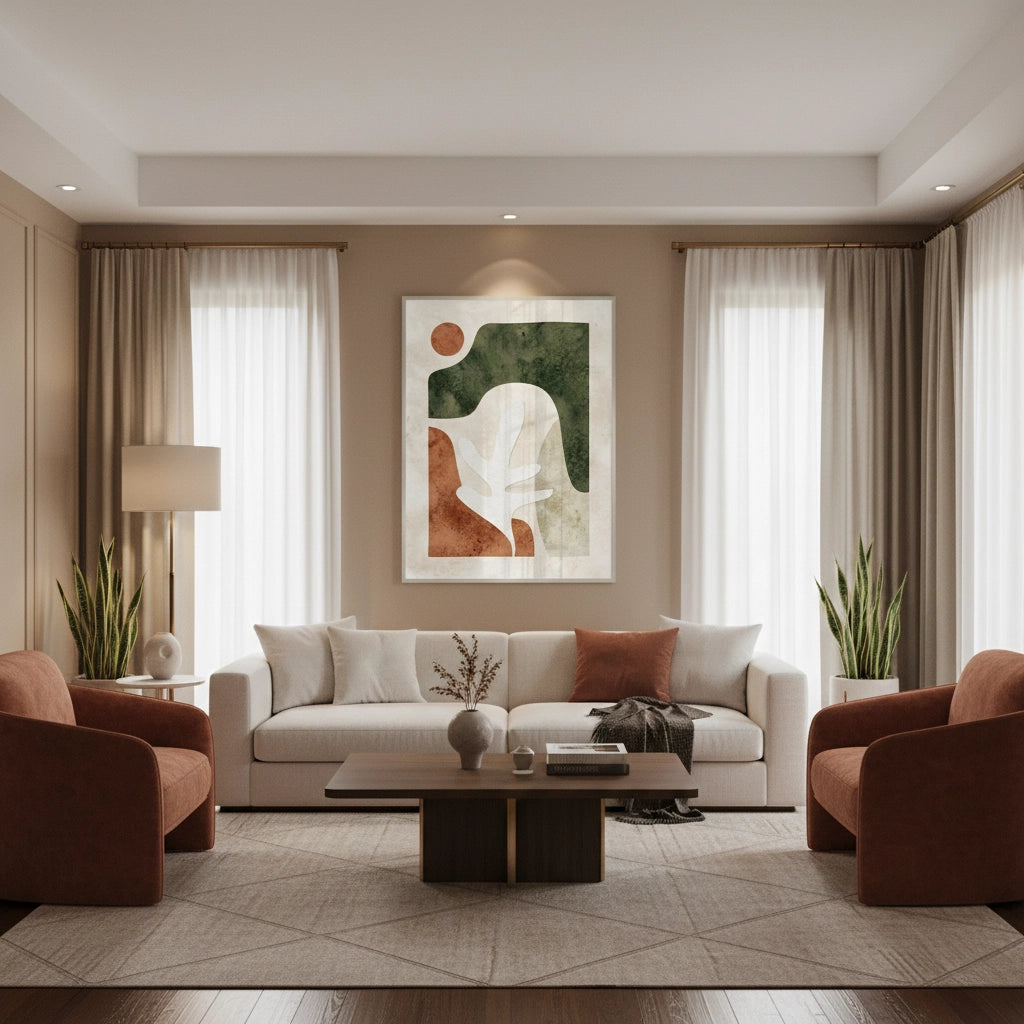 2Modern Organic Shapes Abstract - Fine Art