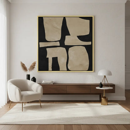 Modern Tan Geometric  - Canvas