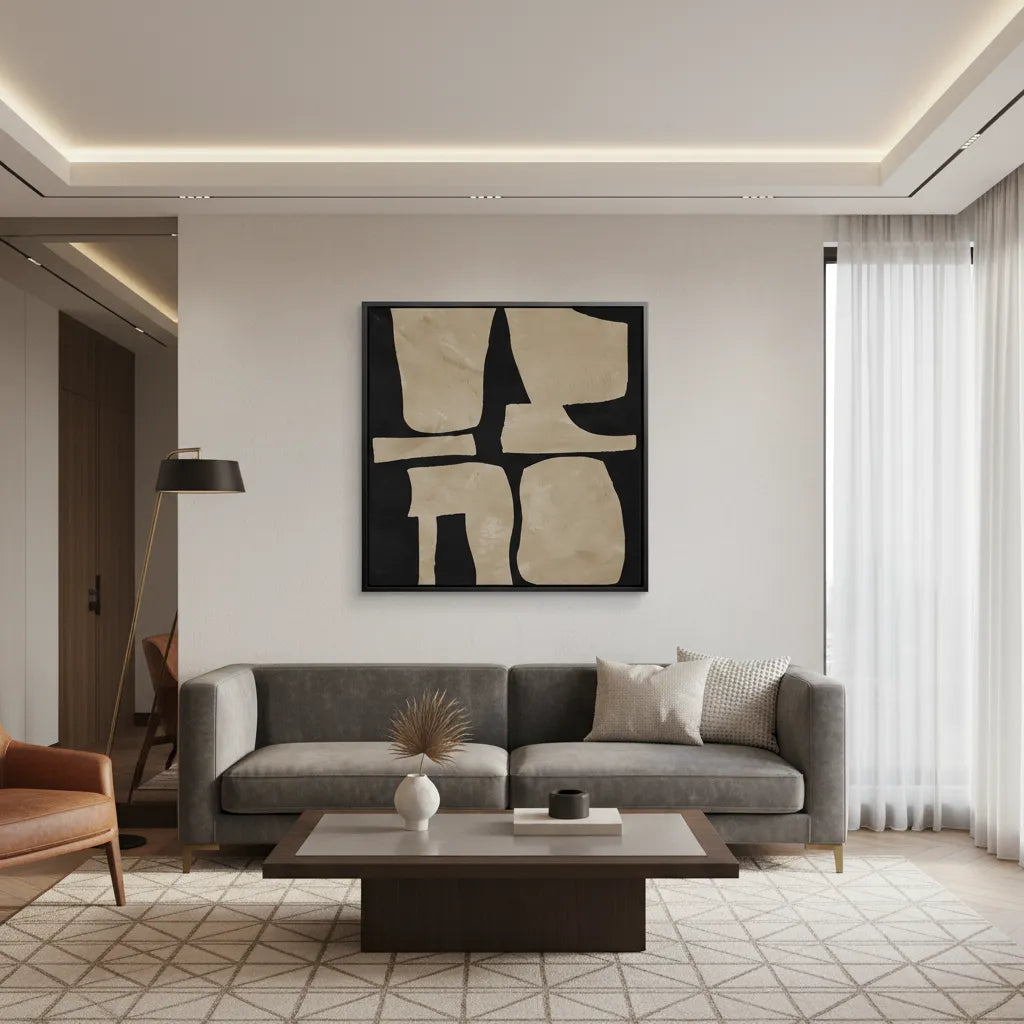 Modern Tan Geometric  - Canvas - Jasmineart.ae