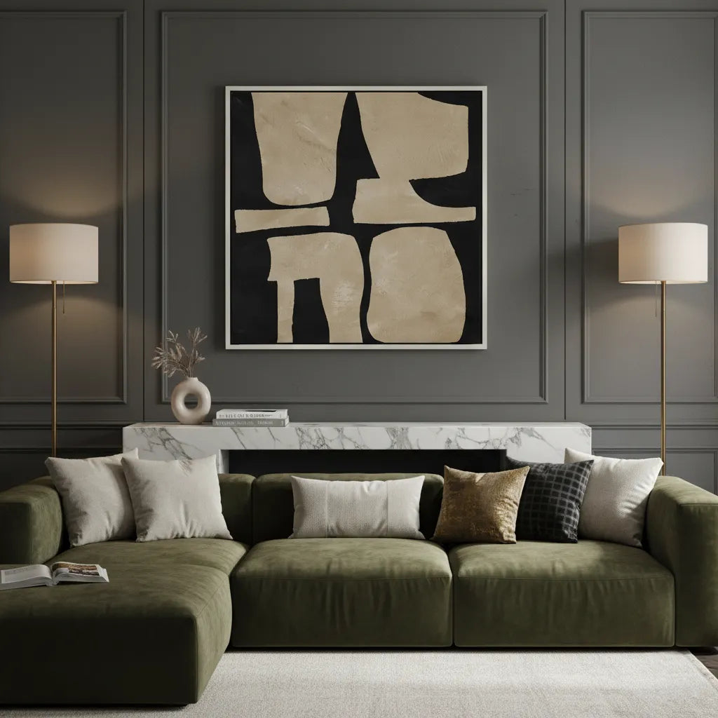Modern Tan Geometric  - Canvas - Jasmineart.ae