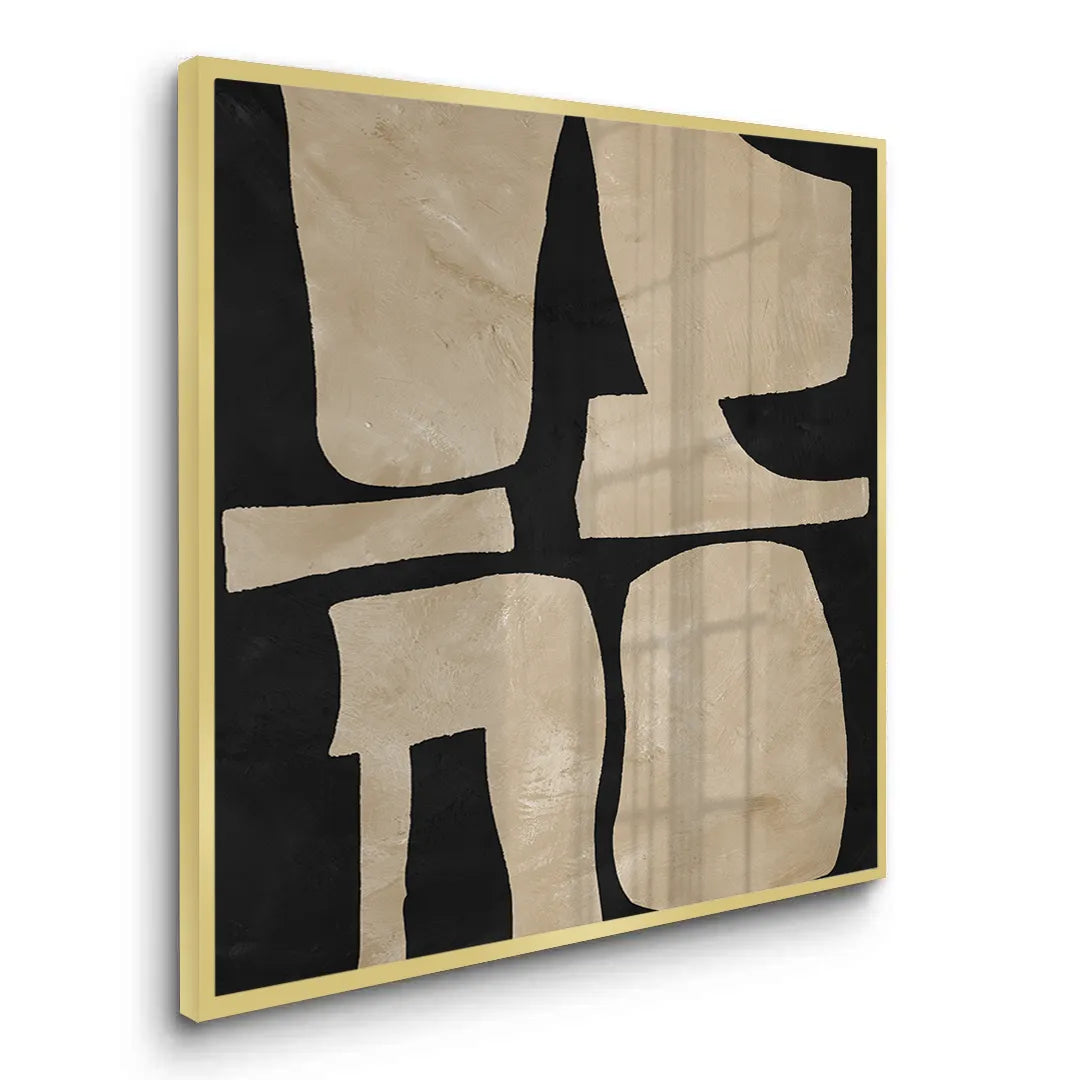 Modern Tan Geometric - Fine Art - Jasmineart.ae