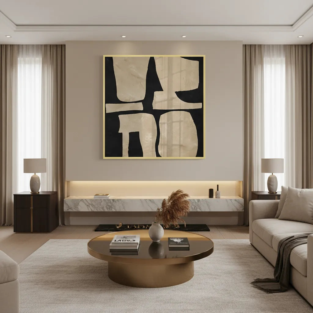 Modern Tan Geometric - Fine Art - Jasmineart.ae