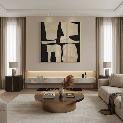 Modern Tan Geometric - Fine Art