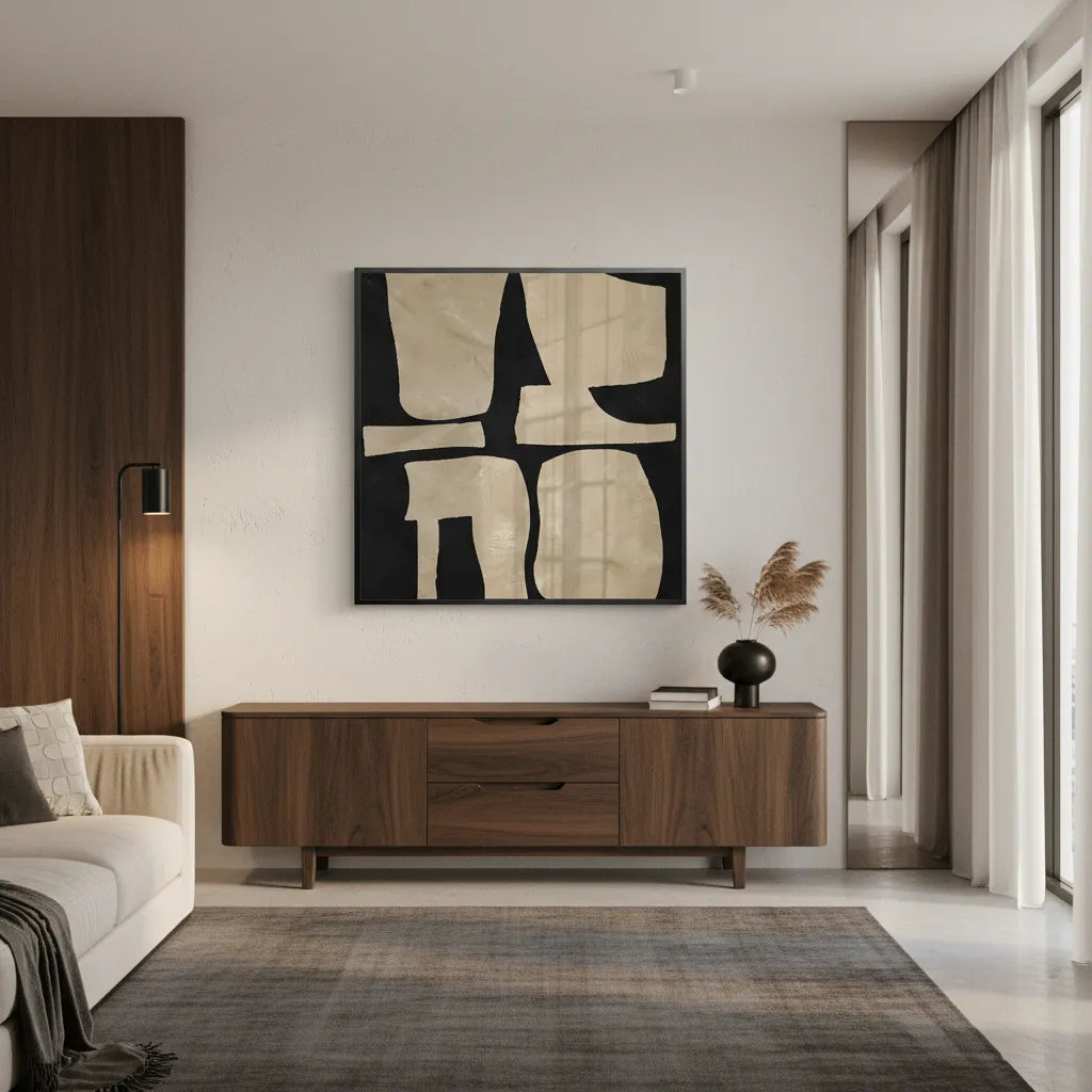 Modern Tan Geometric - Fine Art - Jasmineart.ae