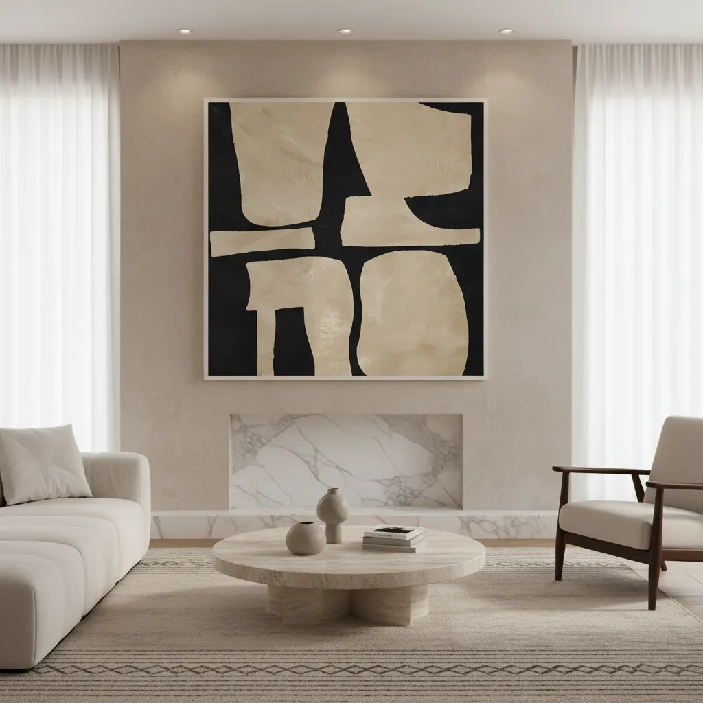 Modern Tan Geometric - Fine Art - Jasmineart.ae