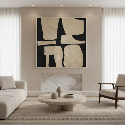 Modern Tan Geometric - Fine Art