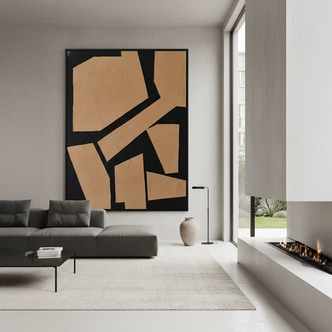 2Modern Tan Geometric Painting #MTGE110