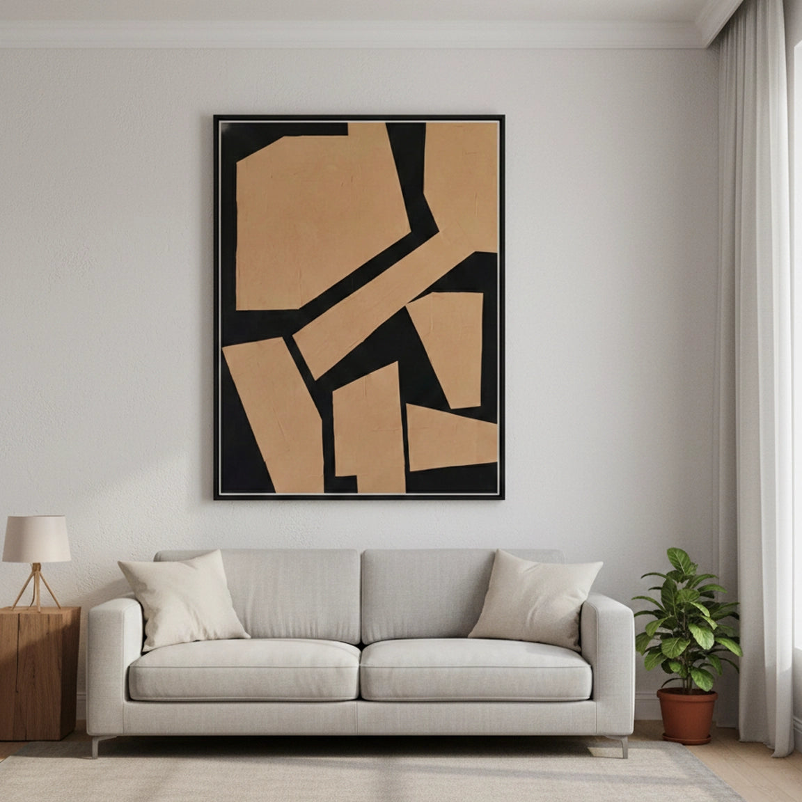 2Modern Tan Geometric Painting #MTGE110