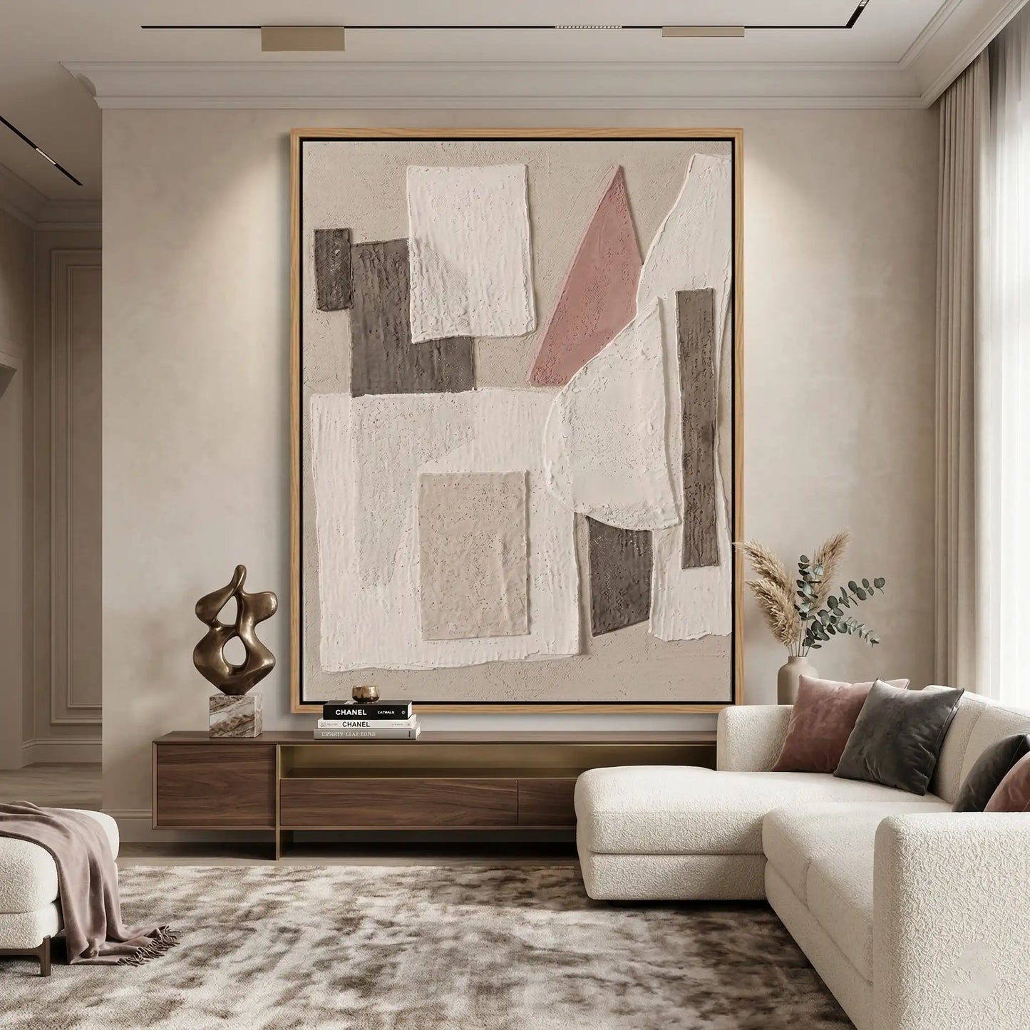 2Detailed texture of modern bespoke plaster wall coating, popular in contemporary Dubai villas