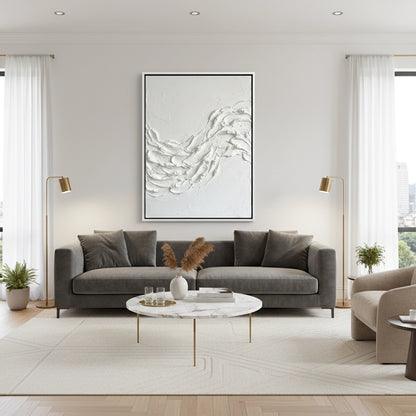 Modern White Wave Painting #MWWA110