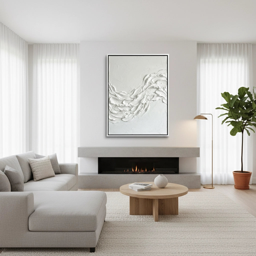 2Modern White Wave Painting #MWWA110