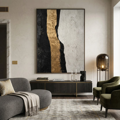 Sculptural 'Molten Edge' wall mirror with a hand-cast irregular liquid metal frame in polished brass, a unique artisanal accessory for a modern Dubai apartment.