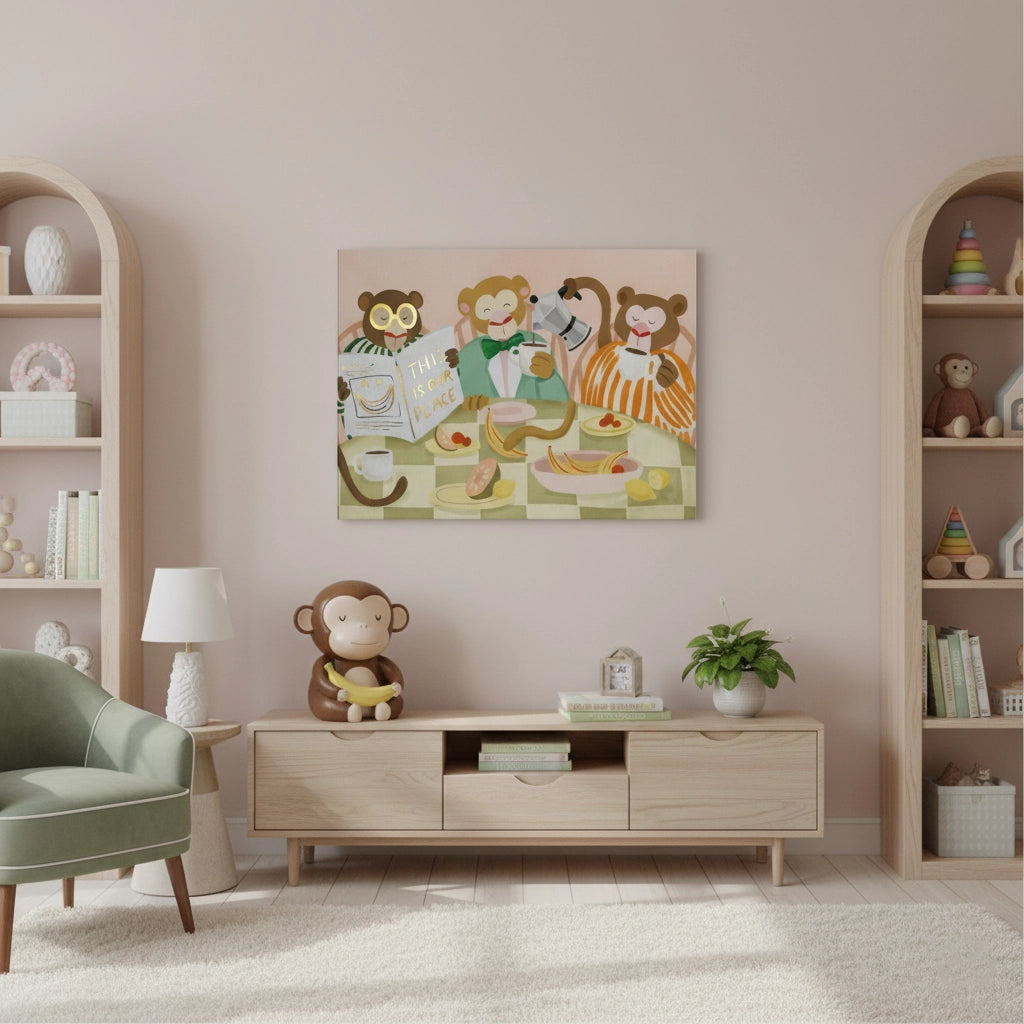 Monkey Breakfast - Canvas - Jasmineart.ae