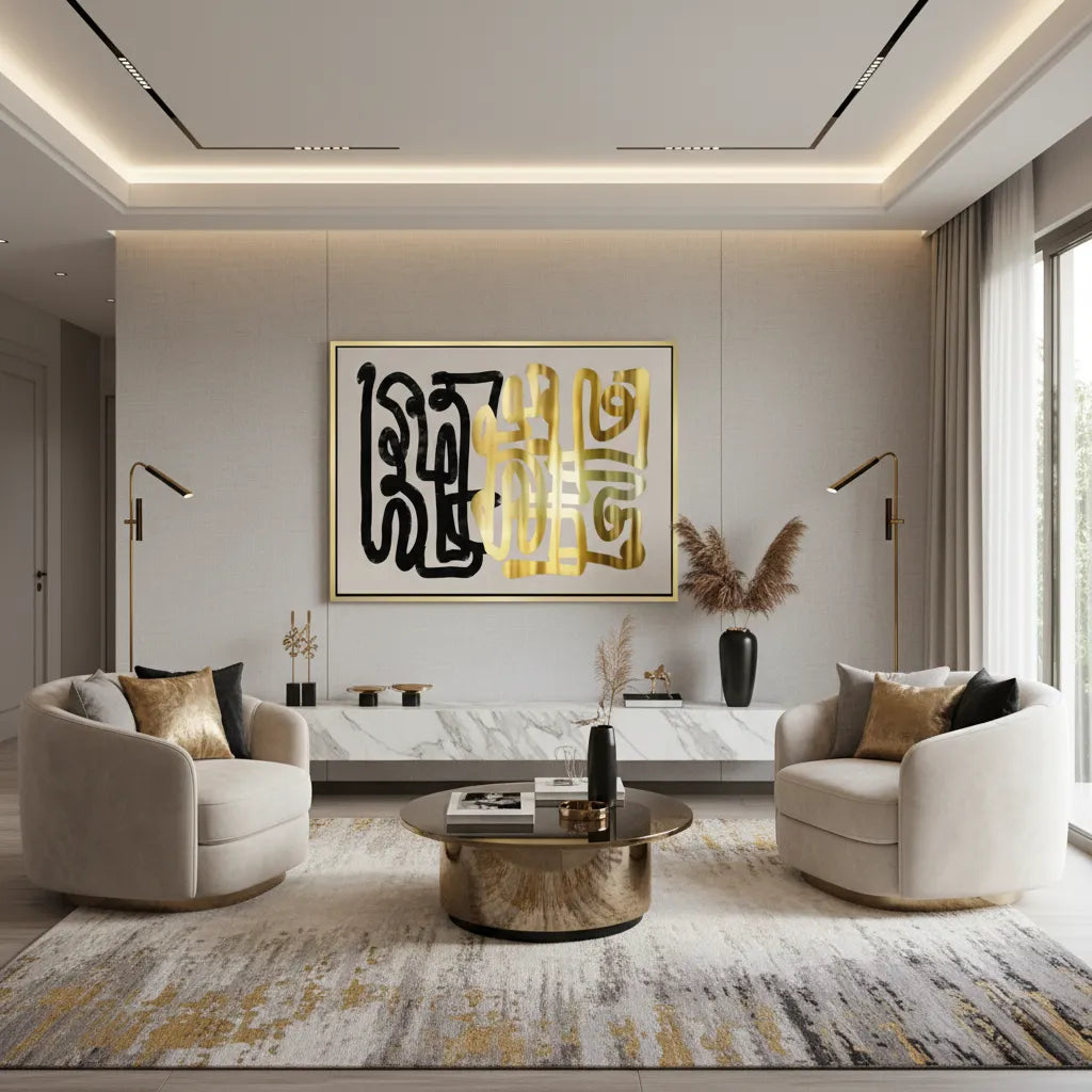 Monochromatic Calligraphy - Canvas - Jasmineart.ae