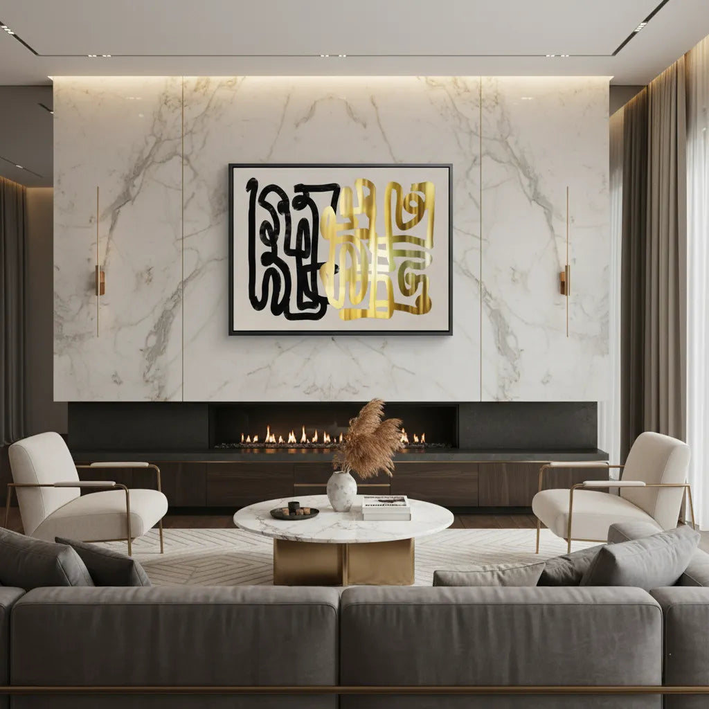 Monochromatic Calligraphy - Canvas - Jasmineart.ae