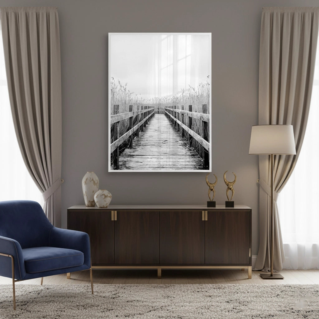 Monochrome Boardwalk - Fine Art - Jasmineart.ae