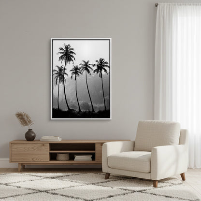 Monochrome Palm Silhouette - Canvas