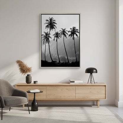 Monochrome Palm Silhouette - Canvas