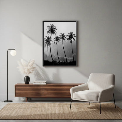 Monochrome Palm Silhouette - Canvas