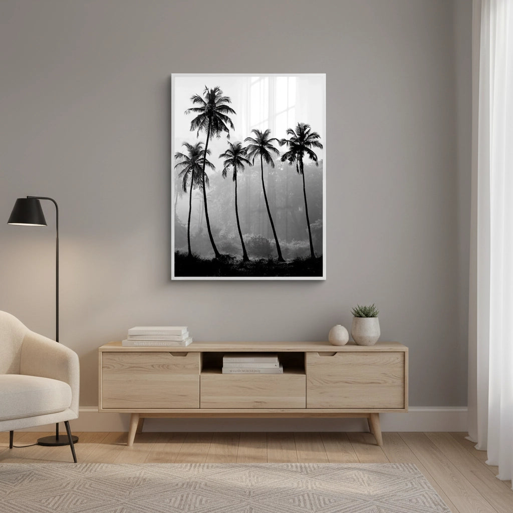 Monochrome Palm Silhouette - Fine Art - Jasmineart.ae