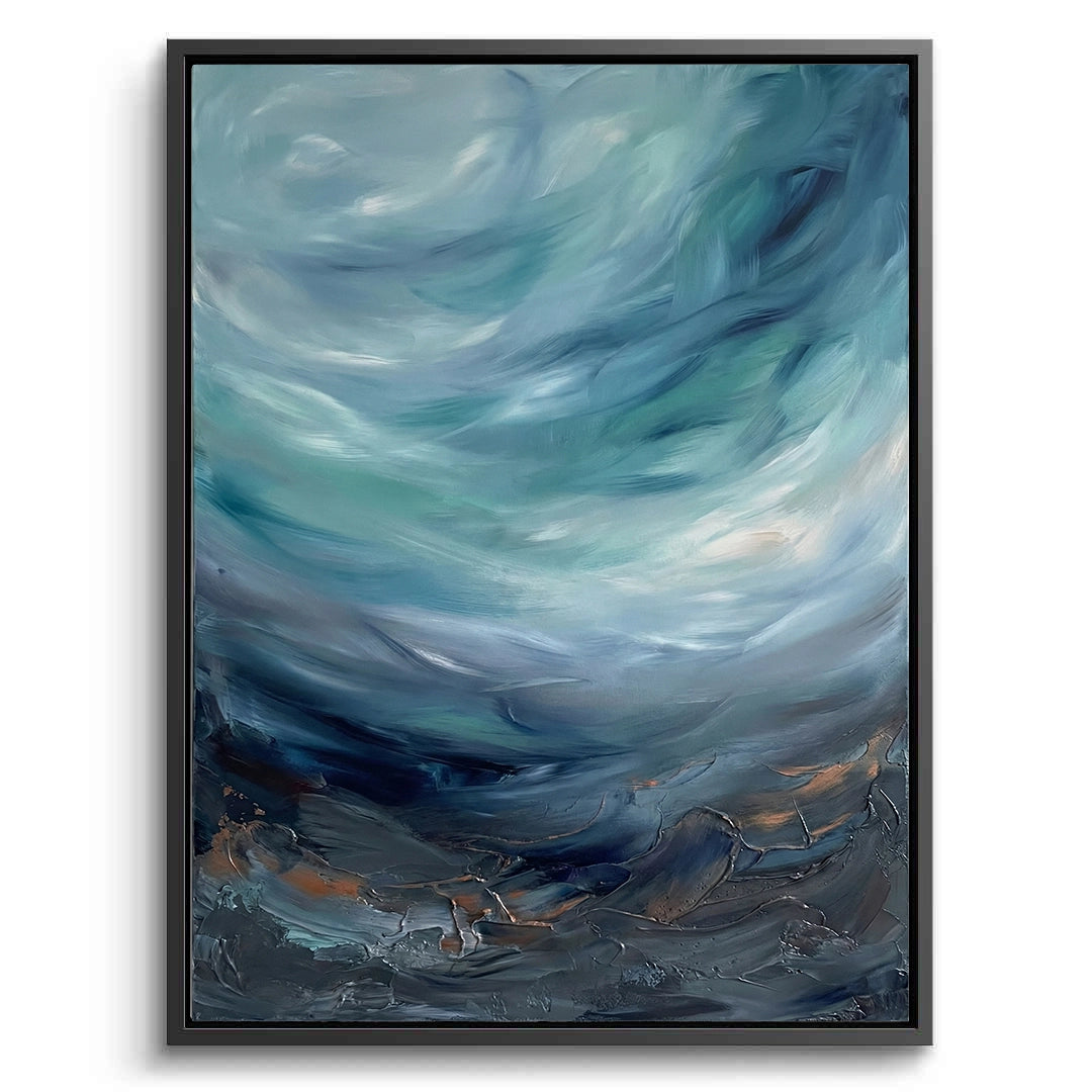 2Moody Teal Seascape Painting #MTSE110
