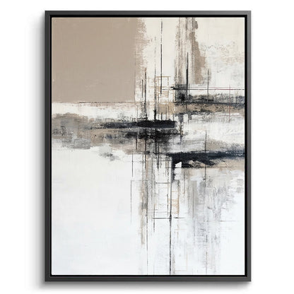 Large 'Morning Mist Abstract' painting featuring a soft-focus gradient of pearl white and sage green, a calming focal point for a luxury Abu Dhabi villa.