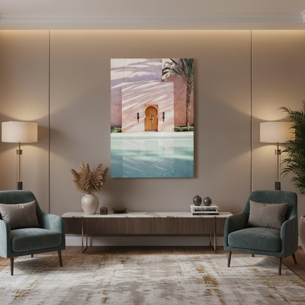 Moroccan Pink Wall  - Canvas - Jasmineart.ae