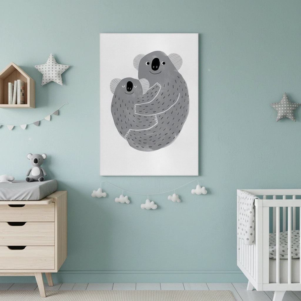 Mother and Child Koala Cuddle - Canvas - Jasmineart.ae