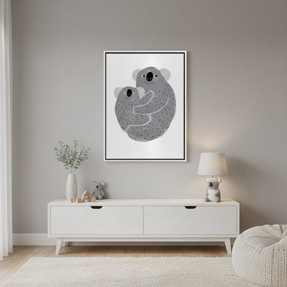 Mother and Child Koala Cuddle - Canvas