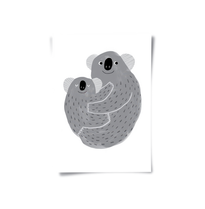 Mother and Child Koala Cuddle - Poster