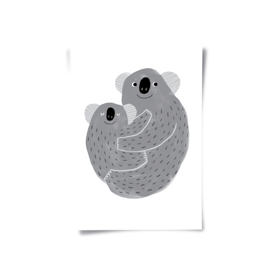 Mother and Child Koala Cuddle - Poster