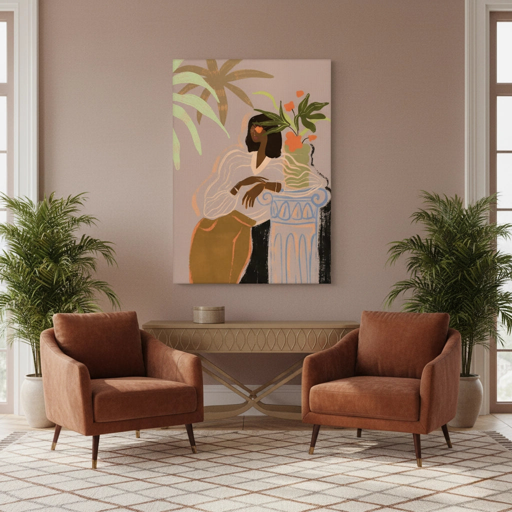 Muted Botanical Portrait - Canvas - Jasmineart.ae